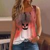 Women Sleeveless Tank Top Square Neck Ruched Halloween Print Casual Summer Blouse Lightweight Comfortable Fit