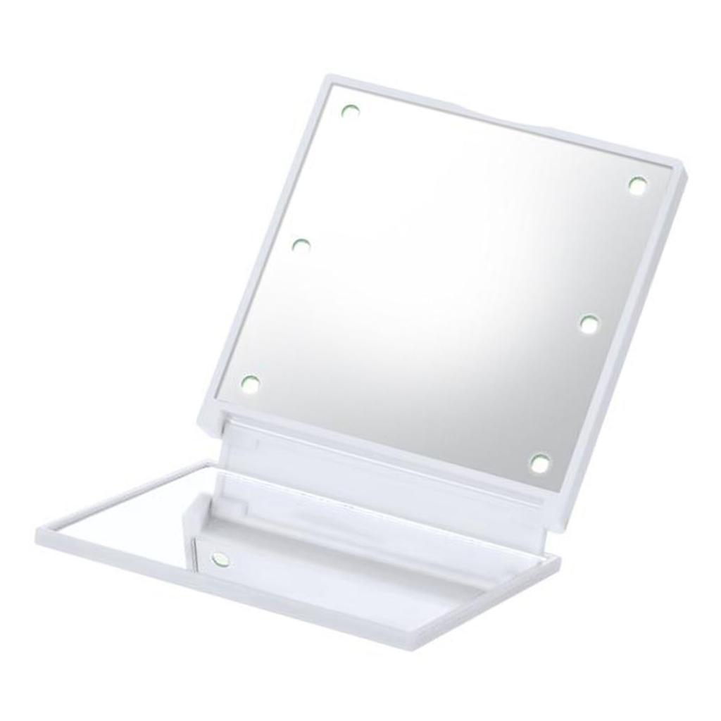 Mini LED Makeup Mirror Folding Portable Makeup Mirror with 6 LEDs Double-sided Cosmetic Mirror Clear Mirror Surface