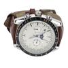 Men Automatic Mechanical Watch Moon Phase 6 Luminous Hands Self Winding Chronograph Display PU Leather Strap Analog