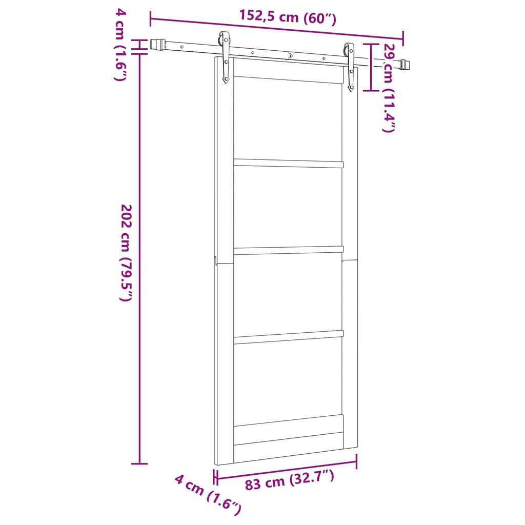 ORKDAL Sliding Door White 83 X 202 Cm Solid Pine Wood