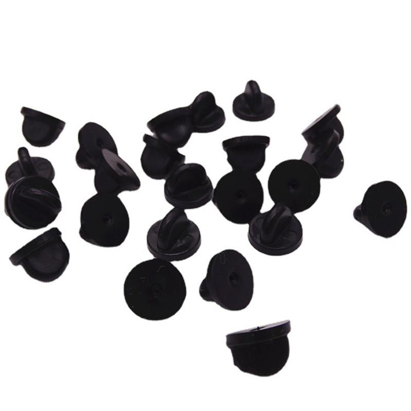 50/100/500Pcs Black Rubber Locking Pin Back Butterfly Clasp Clutch Squeeze Brooch Badge Holder For DIY Jewelry Craft Accessories
