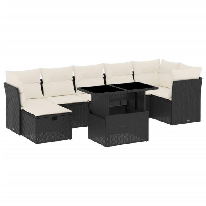 VidaXL Garden Lounge Set 8 Pcs with Cushions Black Wicker, Outdoor Sofa Set, Garden Lounge, Set 3274666