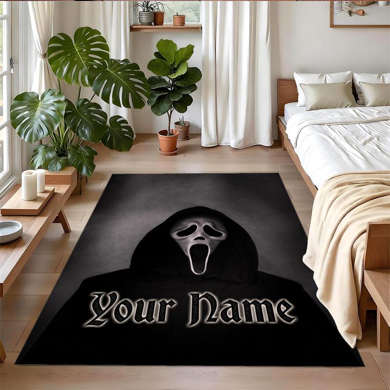Crystal Velvet Rug Custom Name Text, Soft Non Slip Floor Mat Home DecorScream Ghostface