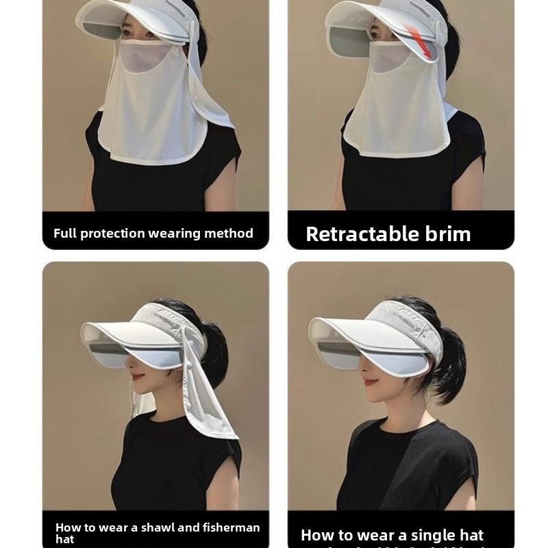 Summer Sun Hat with UV Protection, Face Mask, Sun Hat with Wide Brim for Outdoor Cycling, Unisex