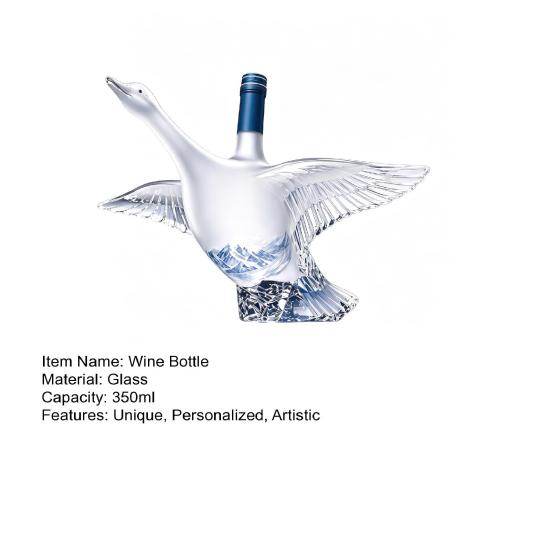 Goose Shape Whiskey Bottle Decanter 3D Bird Liquor Glass with Frosted Stopper