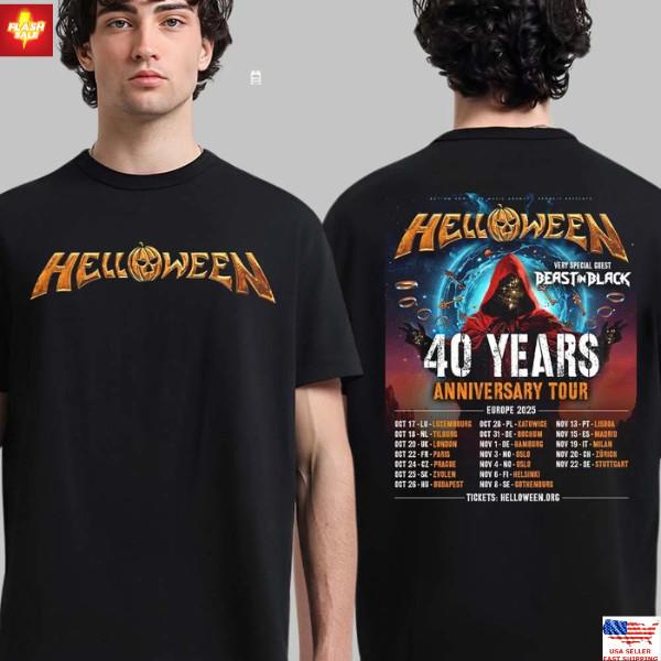 Трендовая футболка Helloween 40 Years Anniversary Tour Europe 2025 Даты тура Уни Унисекс Футболка XXL