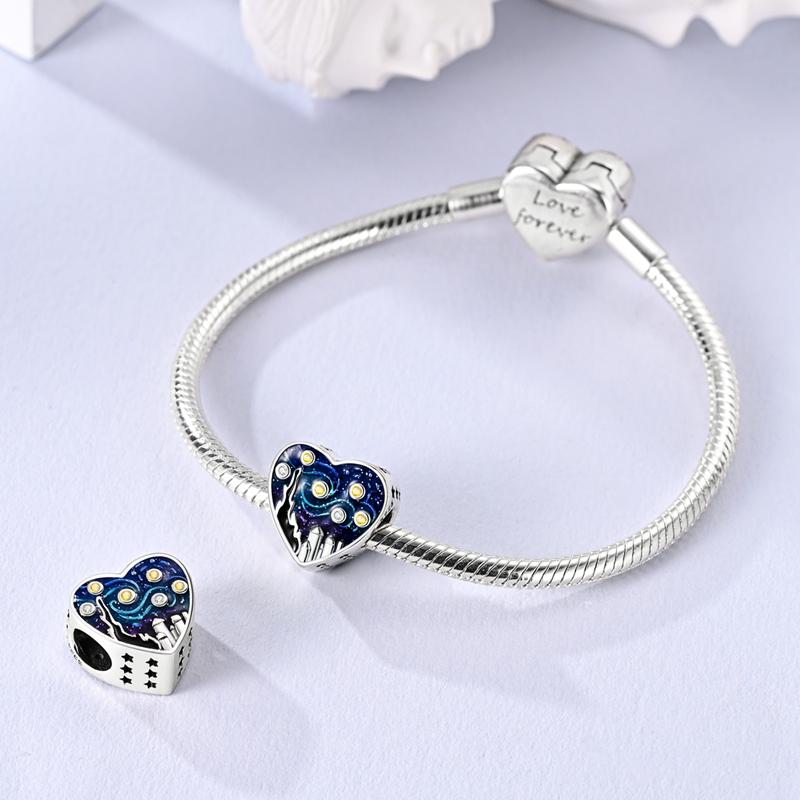 New In Copper Van Gogh Starry Sky Beads Jewellery Fit Originalbracelet Necklace For Women Diy Gift