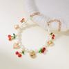 Collier Élégant avec Breloque Cœur Collier Ras-du-cou Doux Perle Nouveau Collier Cerise Fruit Bijoux Femme