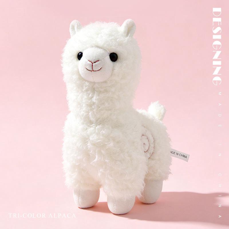 Three-Color Alpaca Plush Toy: Cute Cartoon Wool Doll for Claw Machines, Zodiac Sheep Design.