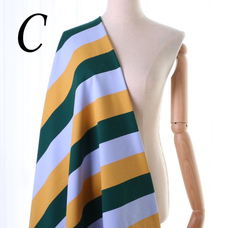 Rainbow Stripe Knitted Fabric By The Meter for T-shirt Summer Skirt Children Clothes Doll Sewing Cotton Thin Elastic Soft Cloth