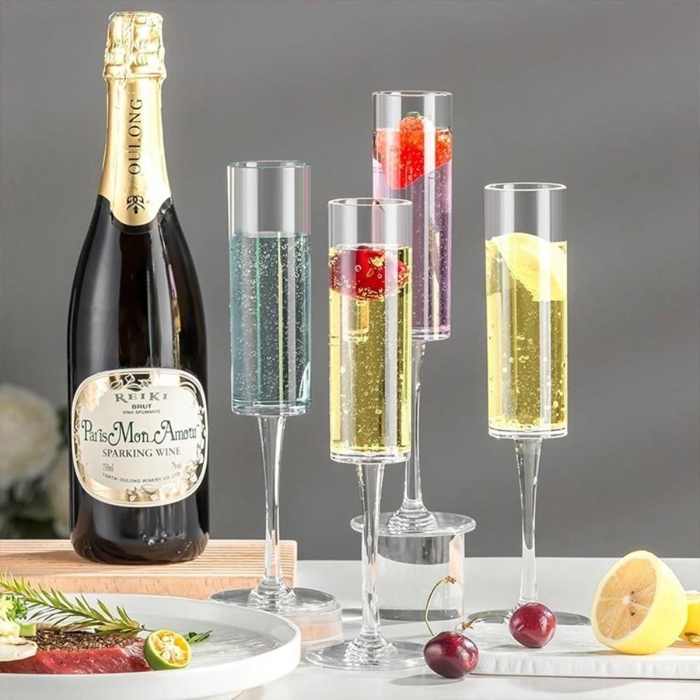 Plastic Glass Cocktail Champagne Cup Striped High Footed Cup Drinkware Drink Cup Drink