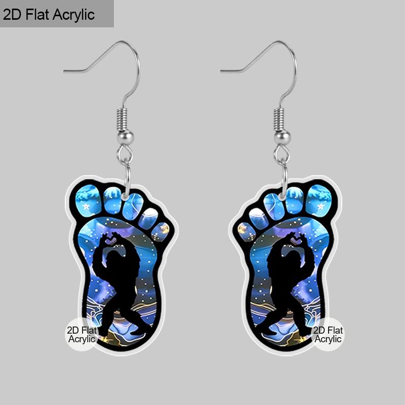 

2D Плоские Синие Акриловые Серьги-Подвески Бигфут для Женщин для Дневных Вечеринок - Ювелирный Подарок