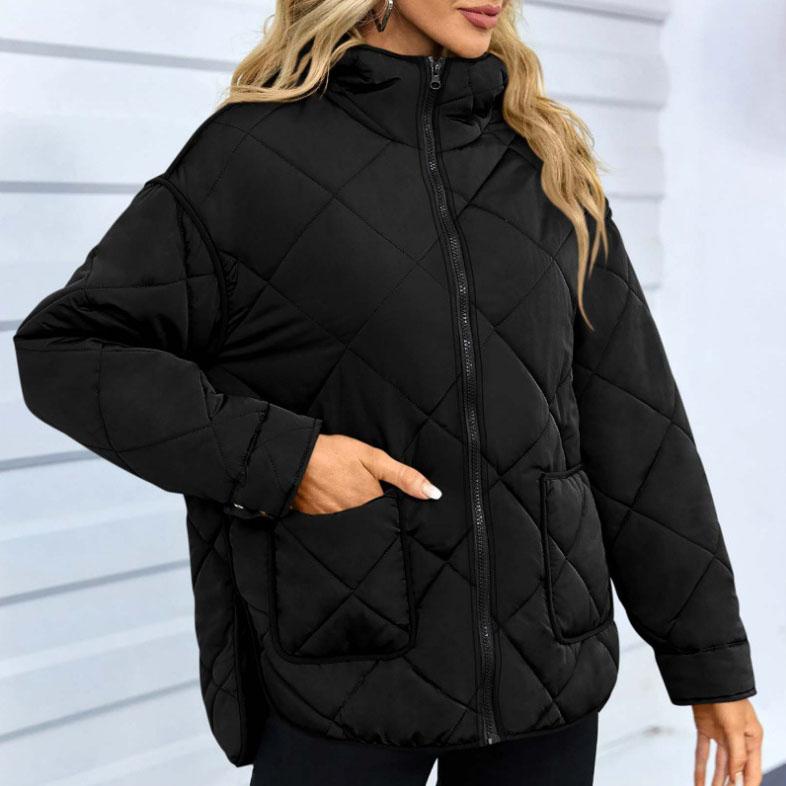 Grid Parker Coat Jacket Women Autumn Winter Warm Coats Woven Block Trend Hooded Comfortable Mom Y2k Coat Parkas