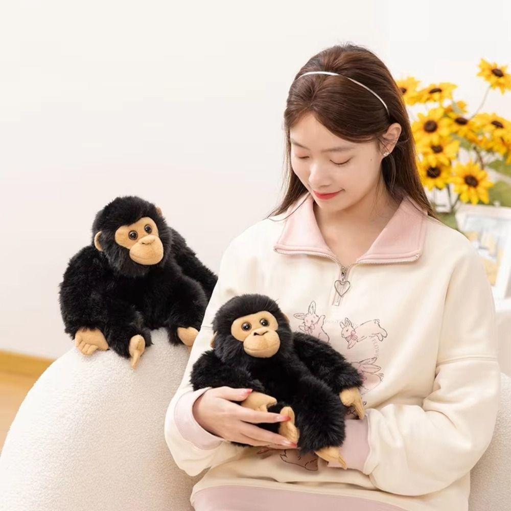 Soft Fluffy Chimpanzee Plush Toy Realistic Design Gorilla Stuffed Animal  Home Decor