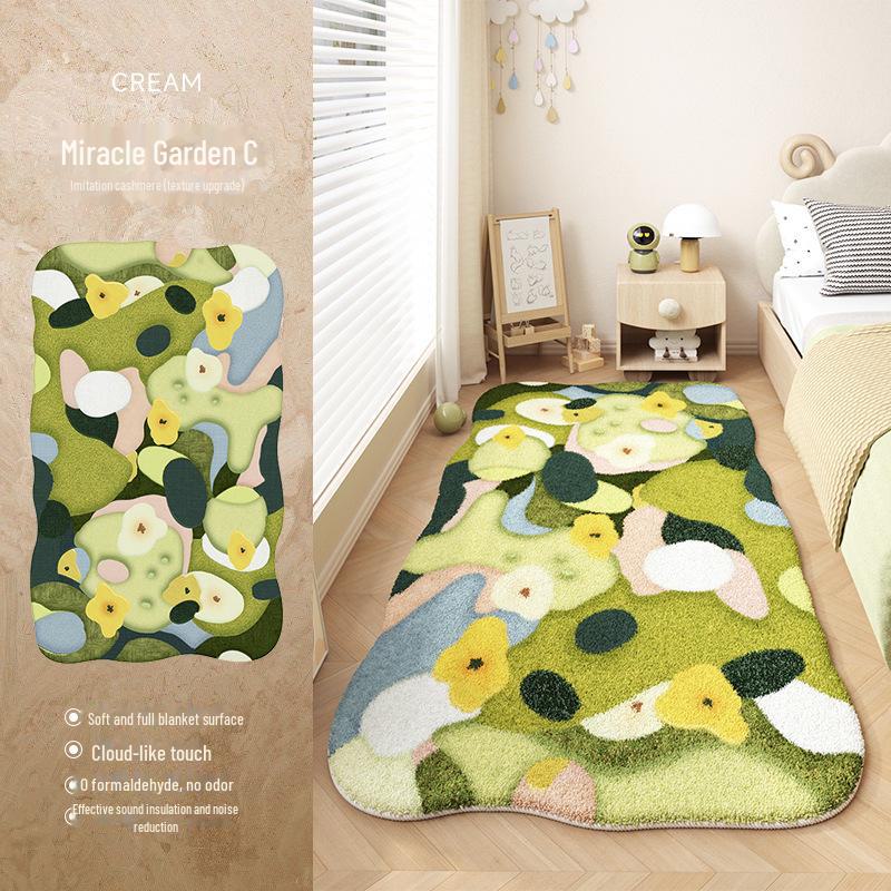 Forest Moss Shaped Anti-Dirt Plush Rug for Bedroom or Balcony
