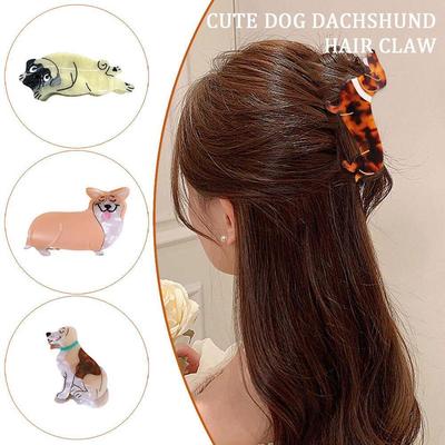 1x Acetate Hair Claw Clips Cute Dog Hair Barrette Animal Shape Ponytail Holder R