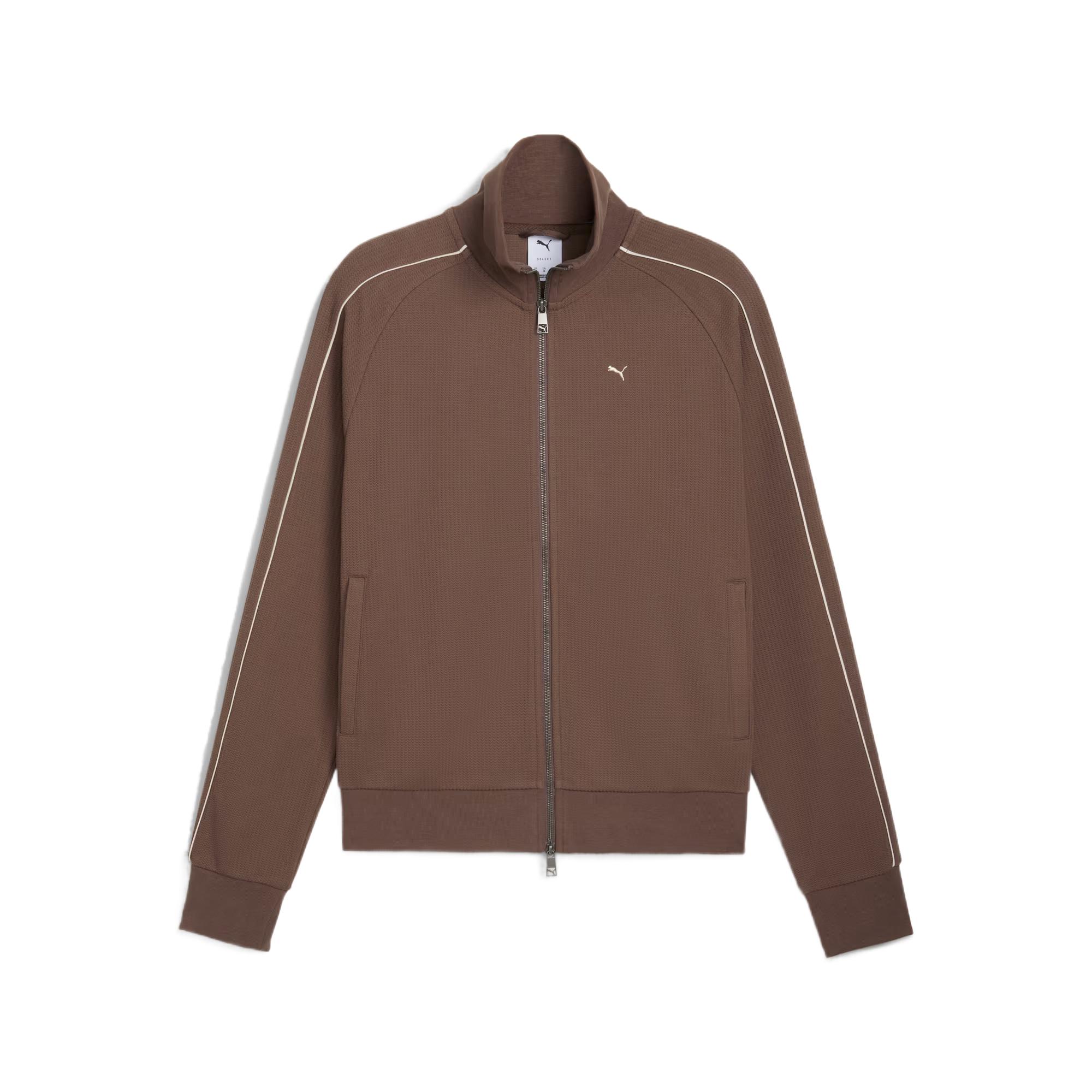 PUMA Men s T7 Waffle Knit Full-Zip Track Jacket Brown 632327-41 XL