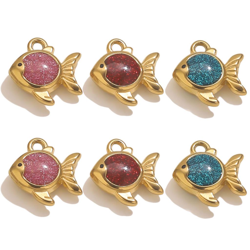 Yori 5pcs Gold Dripping Fish DIY Pendant Stainless Steel Waterproof Jewelry Cute Cartoon Pendant DIY Fun Accessories 2025 NEW