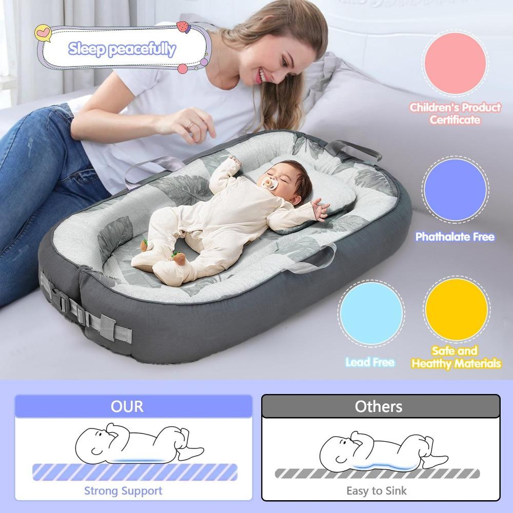 Tragbares, bionisches Anti-Schreck-Babybett mit abnehmbarem, berührbarem Spielzeug