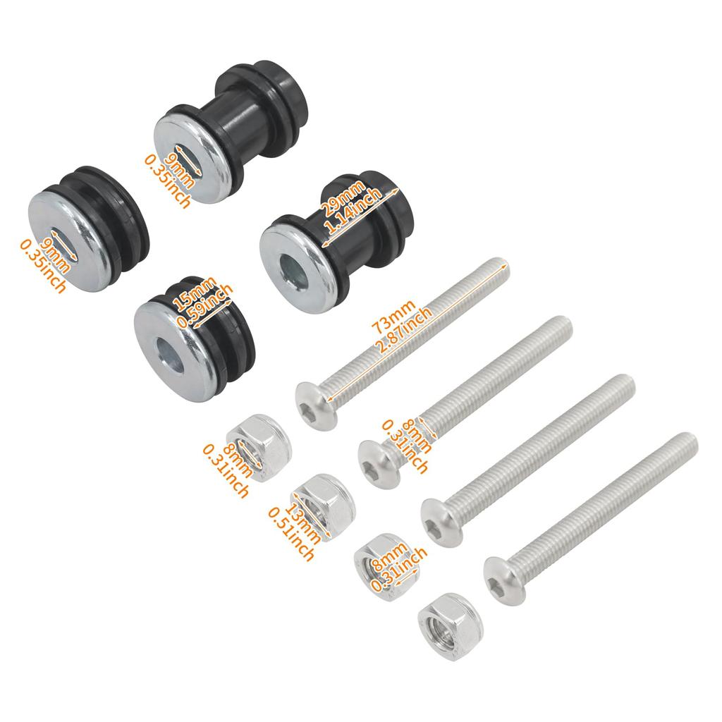 HCmotorku Motorcycle Sissy Bar Backrest Detachable Backrest Docking Hardware Mounting Screws for Harley Sportster