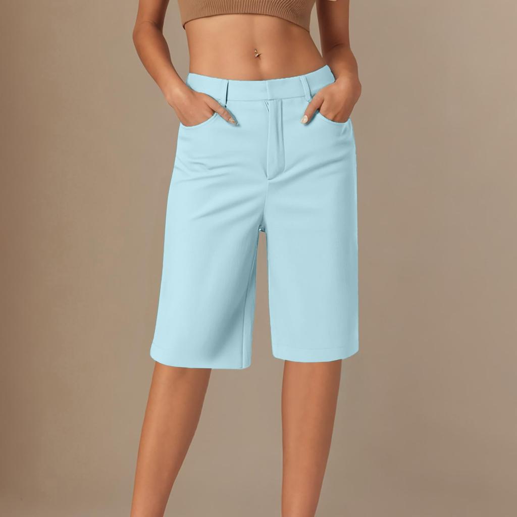 Shorts For Women Casual Straight Wide Leg Half Pants Hiking Vacation Outfits With Pockets