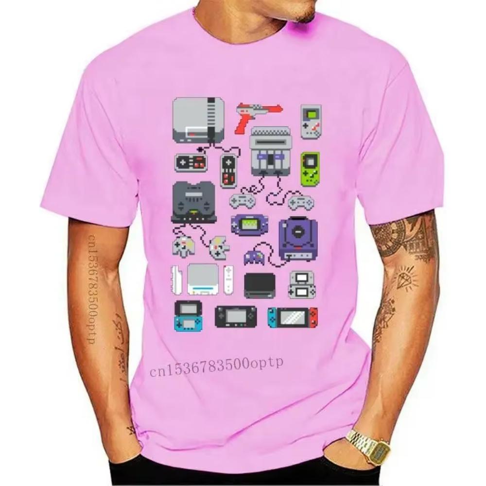 New 2021est Printing Men T Shirts Control Device Game Tshirt 100% Cotton High Tees Super Pixel Image Youth College Student T-Shi