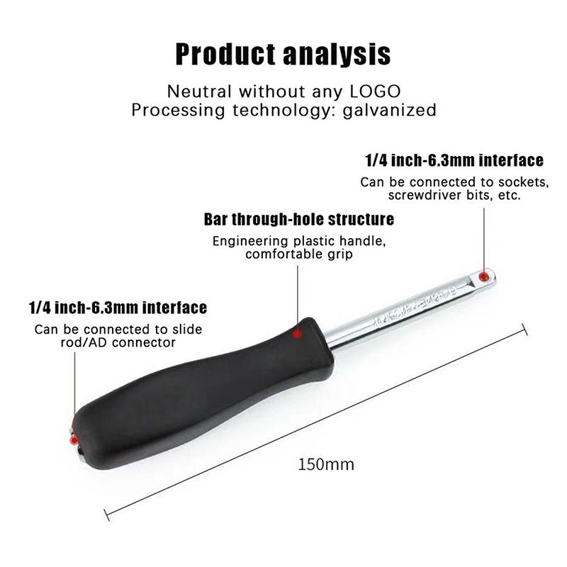 150 Mm 1/4-Inch Female Square Drive Handle Socket Wrench For Small Flying Ratchet Wrenches Slide Rod Ad Connectors