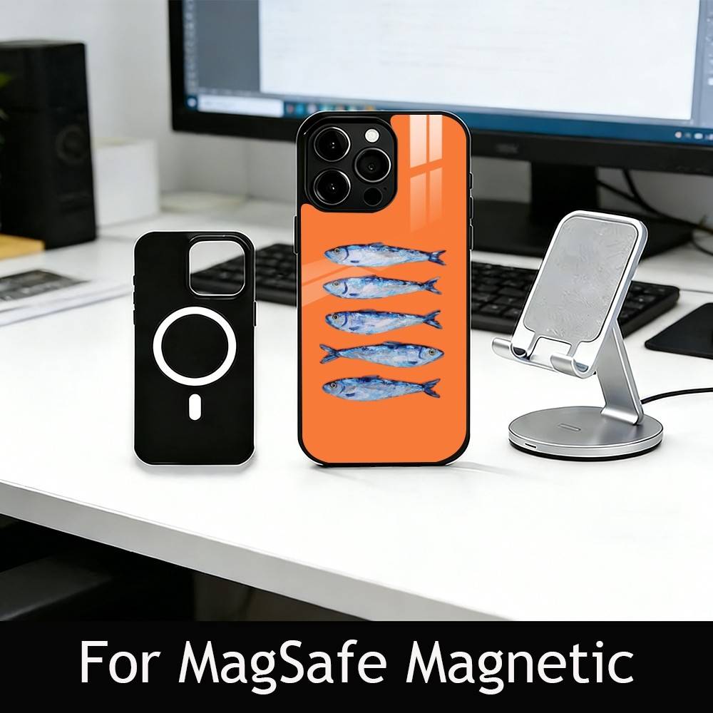 S-Sardines F-Fish Art Phone Case For iPhone17,16,15,14,13,12,11 Plus,Pro Magnetic with Magsafe Wireless Charging