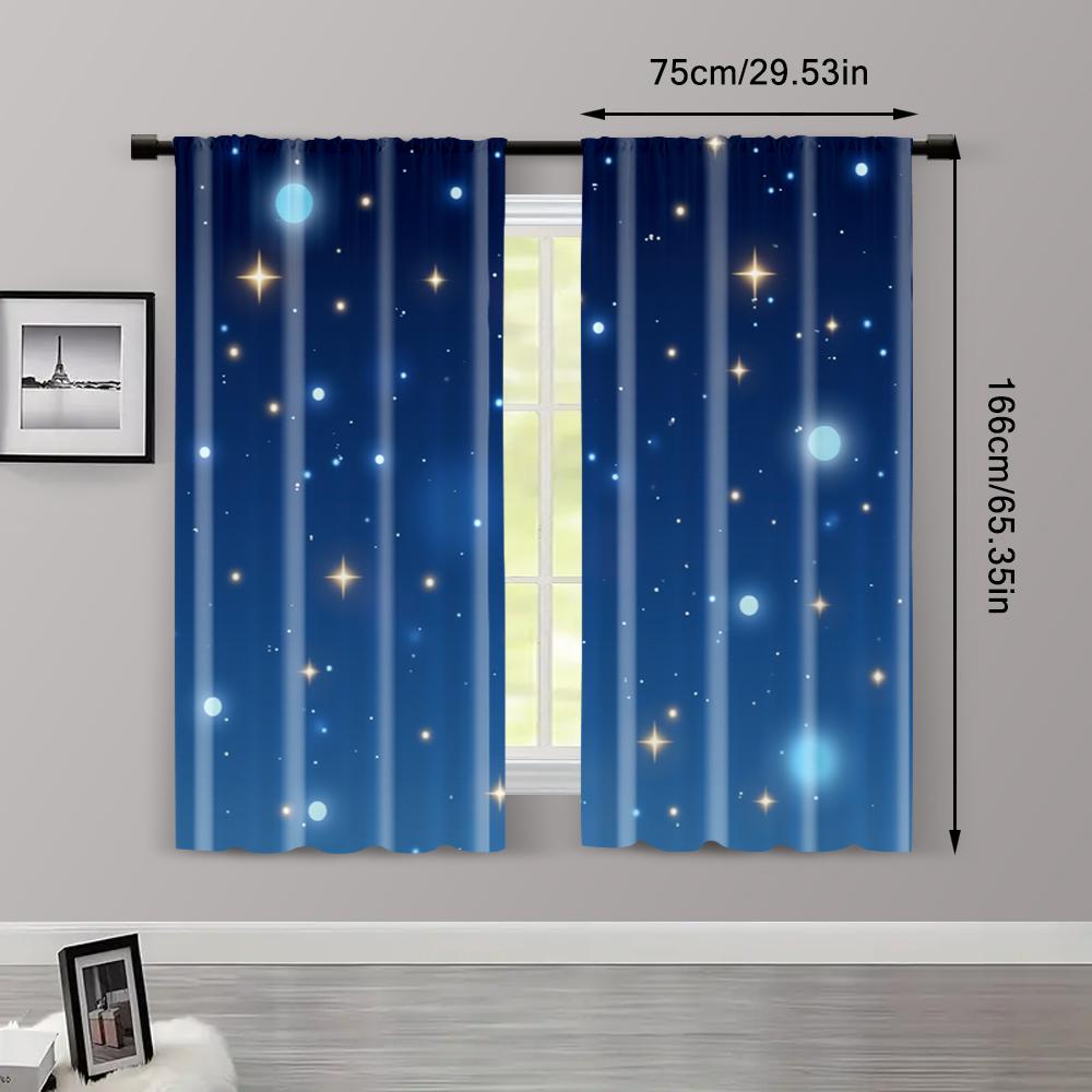 2 ks   Závěsy Digitálně Tištěné Módní Modrá Hvězda Látka (bez tyče) Výprodej věcí pro kuchyň obývací pokoj kancelář ložnici