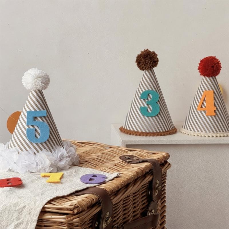 Portable Ventilated Cotton Celebration Hat With Adhesive Number Soft Cloth Party Hat For Whole Ages