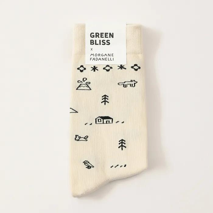 Iceland Minimal. Soft Organic Non-compression Illustrated Socks