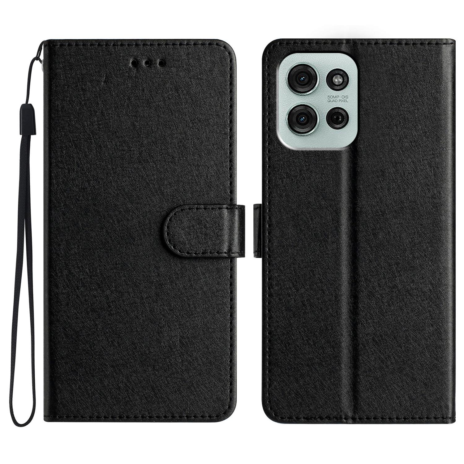 

For Motorola Moto G75 5G Wallet Case Leather Folio Phone Cover Magnetic Clasp Black