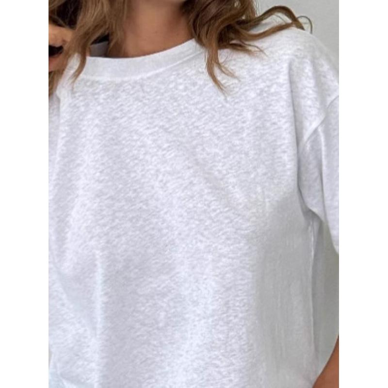Summer New Women'S Loose Casual Solid Color T-Shirt With A Stylish, Simple, And Unique Design