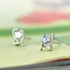Metalowe Trwałe Kolczyki ze Srebra Próby 925 z Przyciągającym Wzrok Kryształem Kamienia Urodzinowego w Kształcie Serca