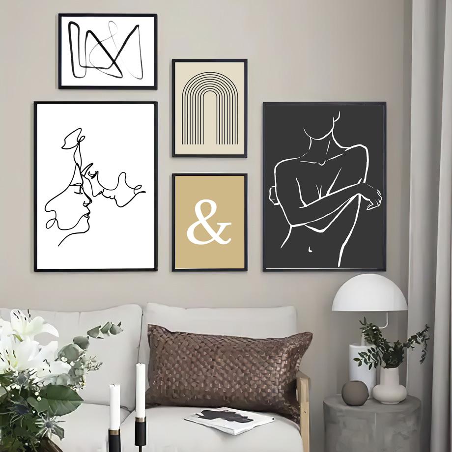 Modern Minimalist Style Abstract One Line Nordic Poster Gallery Wall Art Print Canvas Painting Decor Pictures For Living Room