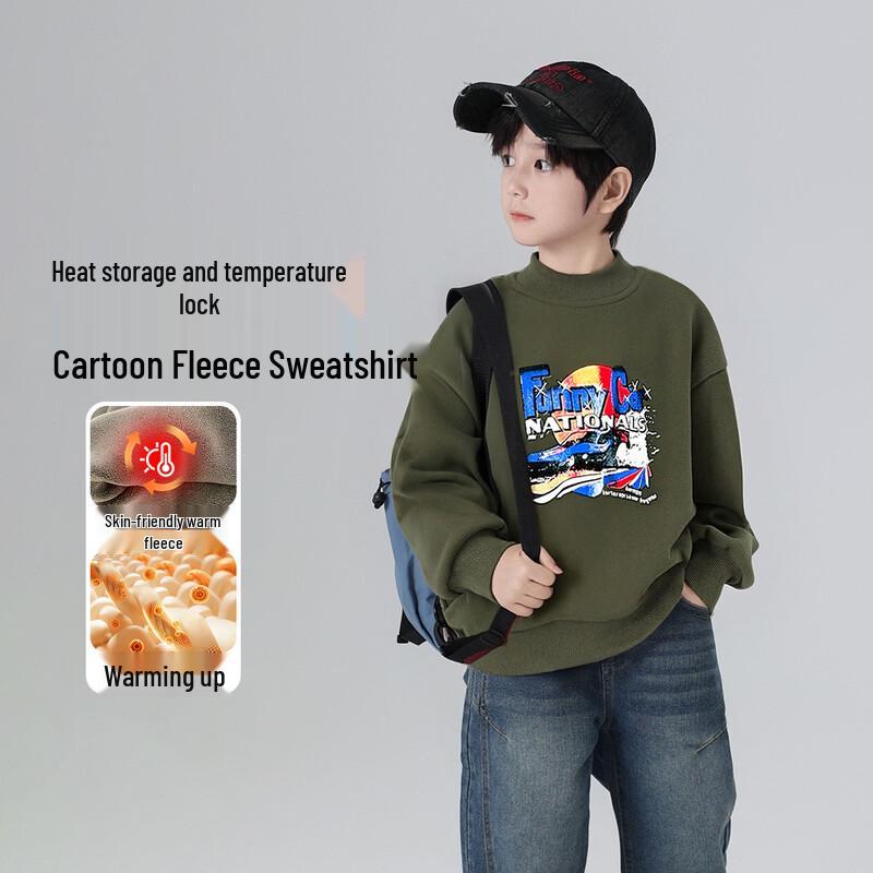 Boy s Fleece Lined Cotton Pullover Sweatshirt 120
