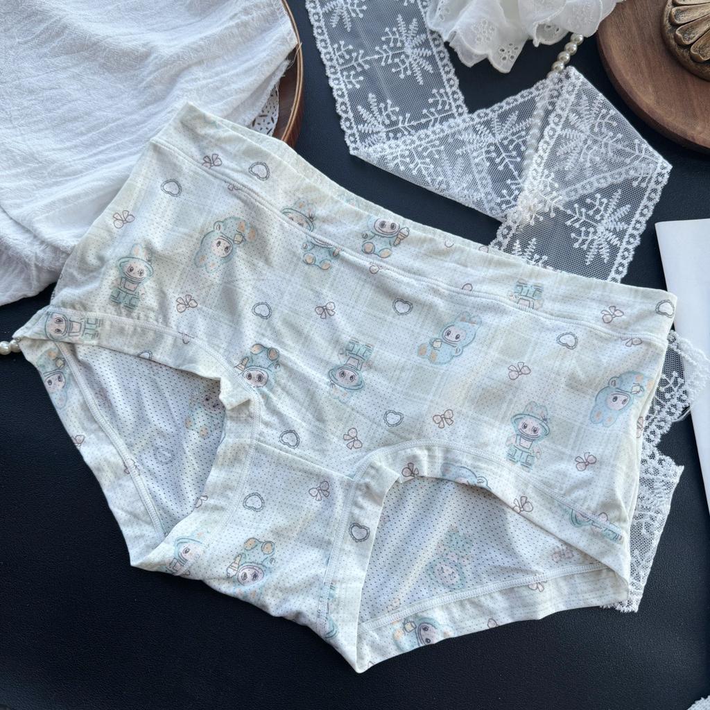 Plus Size Women's Summer Ice Ribbon Breathable Comfort High Bounce Mid Waisted Briefs