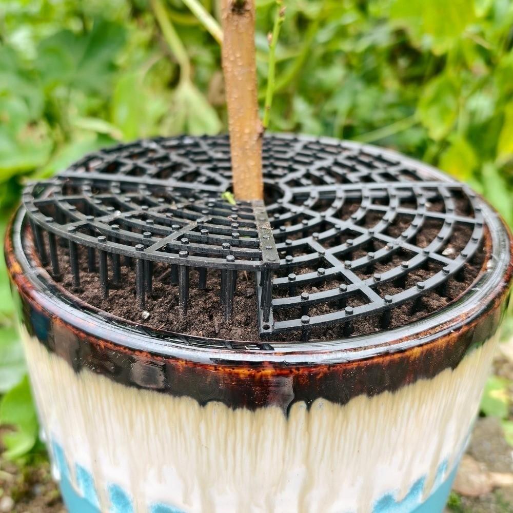 Breathable Mesh Plant Pot Soil Protector Grid Cover Cutting Barbed Cut-Outs Spiked Soil Protection Grid Reversible Use