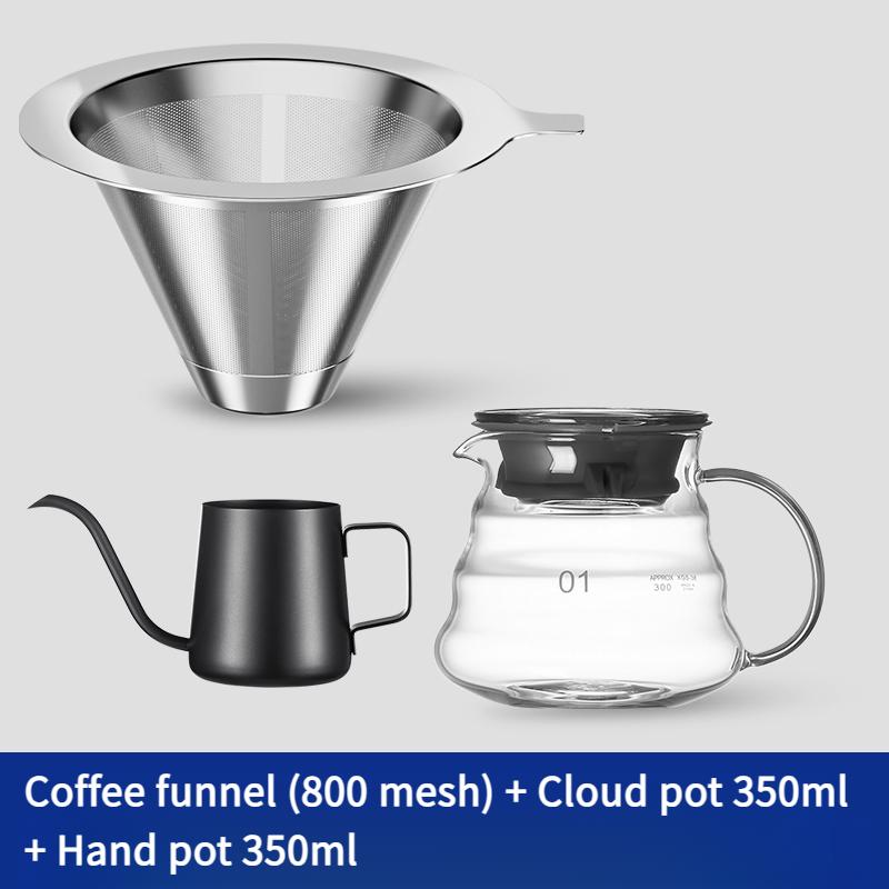 800 mesh kávový filtr z nerezové oceli s dvojitou vrstvou, kávový trychtýř, domácí filtr, bezpapírová sada ručních kávových zařízení