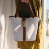 DakS Ivory Cowhide ContraSt CanvaS Tote Bag S Dcba6e194iv