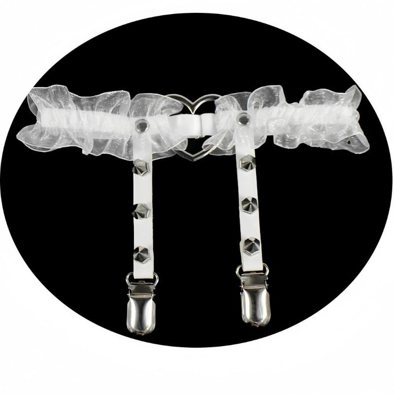 European and American Sex Fun Peach Heart Love Garter Belt Nightclub Bar Leather Rivet Leg Circumference Garter Clip