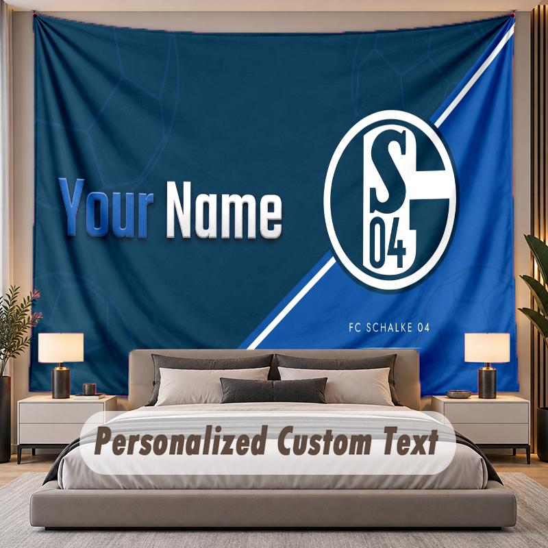 Custom Name Text Tapestry Schalke 04 FC Personalized Polyester Wall Tapestry For Bedroom And Room
