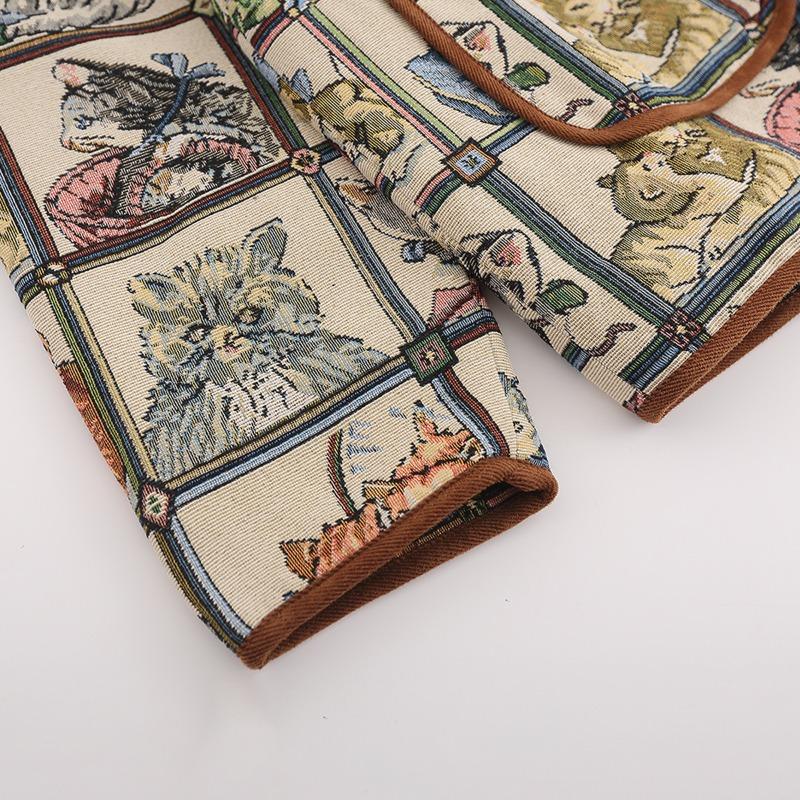 Brand, autumn and winter retro cartoon cat jacquard jacket niche coat