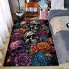 Floral Skull Art Carpet suitable as a non-slip mat for the living room or bedroom sofa