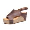 Summer New Fish Mouth Retro Wedge Heel High Heel Water Table Sandals Open Toe Velcro Hollow Platform Women's Sandals