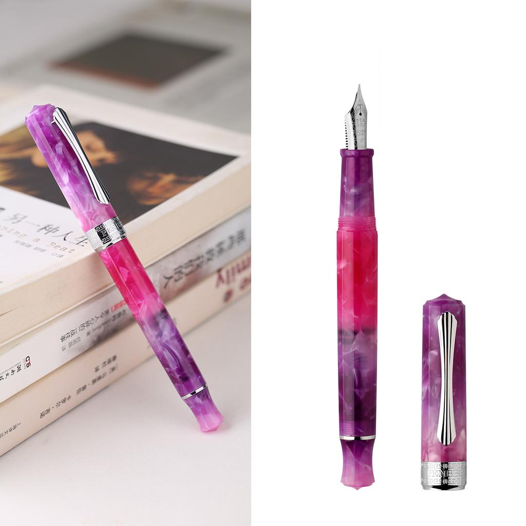 PENBBS 470 Vacuum Filling Fountain Pen Blade/Round Nib Pen Large Capacity Transparent Acrylic Business Writing Gift Pen
