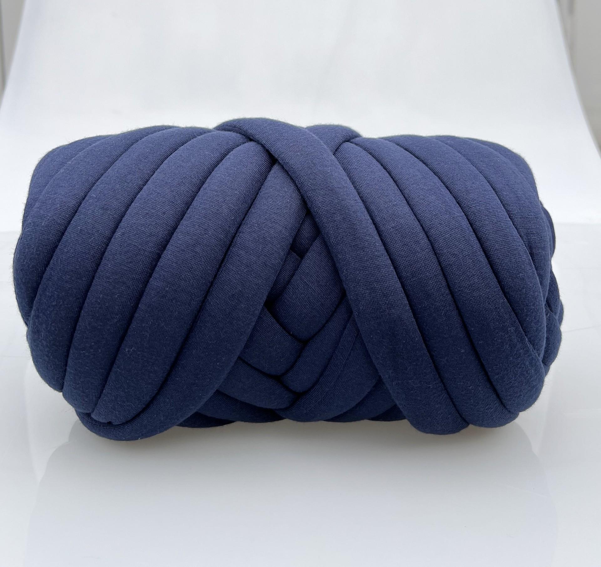500g DIY Hrubá priadza na ručné pletenie, Mäkká rúrková priadza na tašky, Obria priadza na pletenie rukami, Košíky, Vankúše, Hniezda pre domáce zvieratá, DIY remeslá 1000g námornícka modrá farba