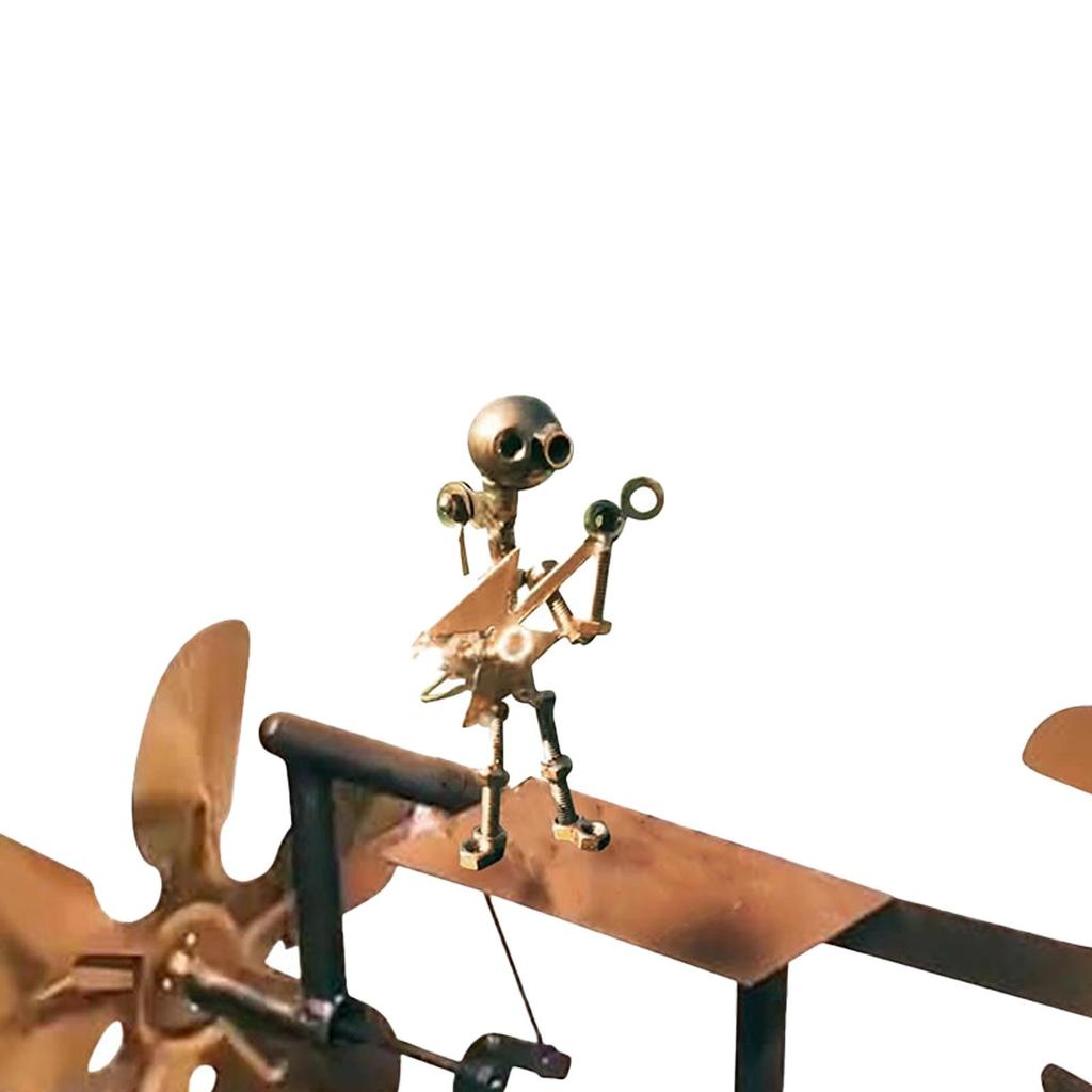 Handmade Metal Drummer Windmill, Drummer Windmill Garden Decoration, Percussionist Music Figurines,Fun Wind-Powered Sculpture