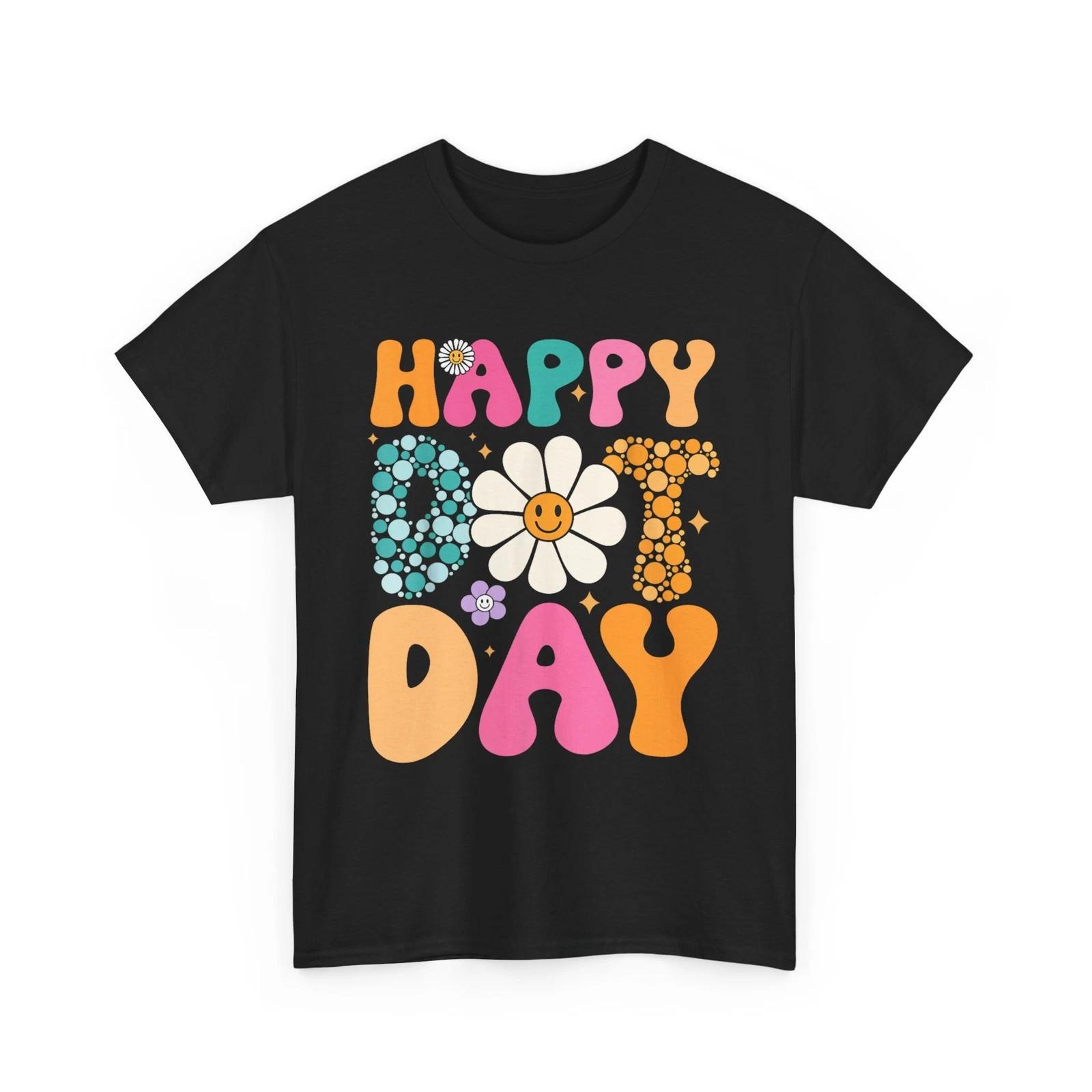 Happy Dot Day Hippie Flowers Smile Face Groovy Teacher Kids T-Shirt M