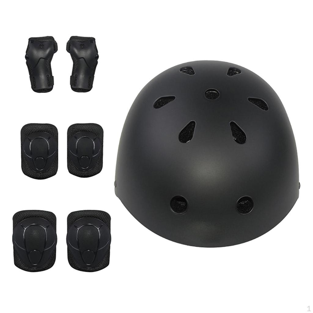 7-teiliges Kinder Fahrradhelm Set Schutzausrüstung Kinder Professionell Jungen Mädchen Knieschoner Ellbogen